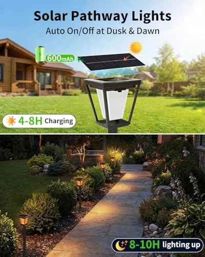 10-Pack Flickering Flame Solar Pathway Lights