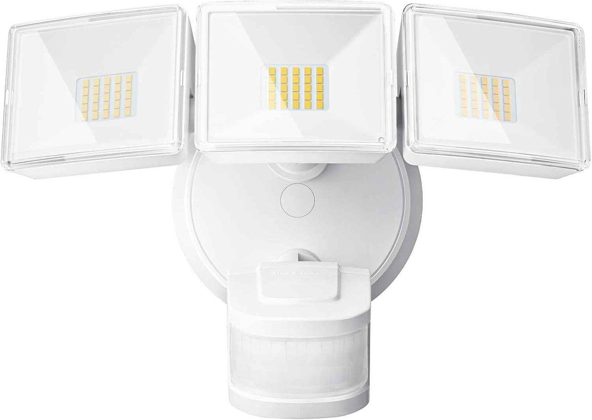 OREiN 4500LM/30W Flood Lights Outdoor, 180°/40FT Motion Sensor Outdoor Lights 3 Modes Dusk to Dawn IP65 Waterproof LED Security Light for 4500SQ.FT Area for Yard Garden, White (Hardwired)