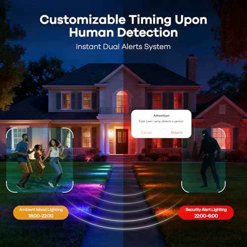 Linkind Smart Solar Lights Outdoor SL5 with Motion Sensor,6 Pack, IP65 | APP Control,Color Changing Solar Spot Lights Outdoor Waterproof,43 Preset Scenes,Landscape Lighting for Yard,Garden,Patio