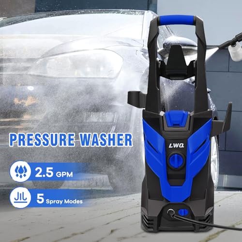 Pressure Washer, Power Washer with 4 Quick Connect Nozzles 1 Foam Cannon, High Pressure Cleaning Machine for Cars/Fences/Driveways/Patios/Farms/Home Cleaning(Light Blue)