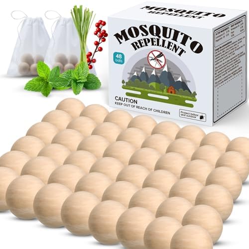 Mosquito Repellent 48 Balls for Patio & Outdoor, Natural Mosquito Repellent for Yard, Indoor Mosquito Control for Room & Bedroom, Keep Mosquito Away for Camping, RV, and Home