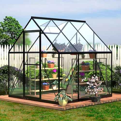 6x6FT Small Green House for Outside, Heavy Duty Polycarbonate Greenhouse Kit with Window, Walk-in Mini Garden House, Ideal Winter Greenhouses for Backyard Outdoor Indoor