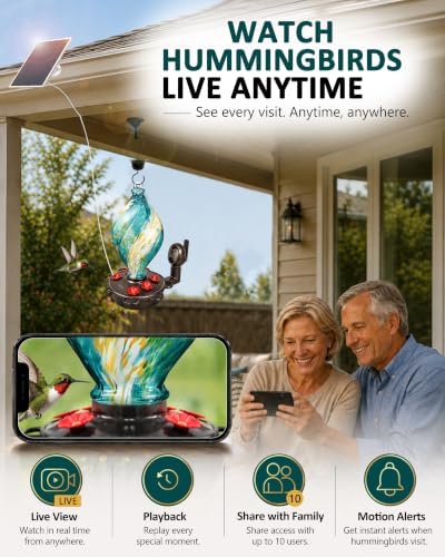 LUJII Smart Hummingbird Feeder with Camera for Outdoor Hanging, Hand