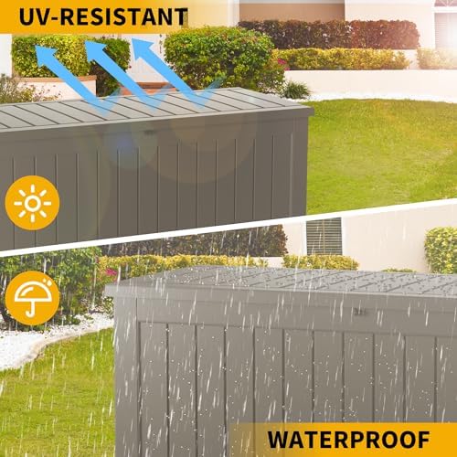 200 Gallon Resin Deck Box, Waterproof Outdoor Storage Bin for Patio