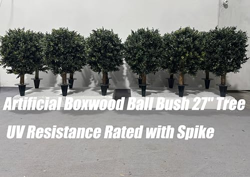 Artificial Boxwood Ball Bush 27" Tree UV Resistance Rated with Spike.