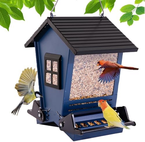 Squirrel Proof Bird Feeders for Outdoors with Weight-Activated, Metal