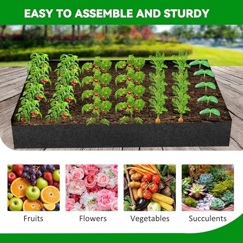 GENMOUS Garden Trellis for Climbing Plants, Cucumber Trellis with Grow Bag, 65 X 50 Inch Large Metal Trellis for Climbing Raised Bed Vegetable Outdoor