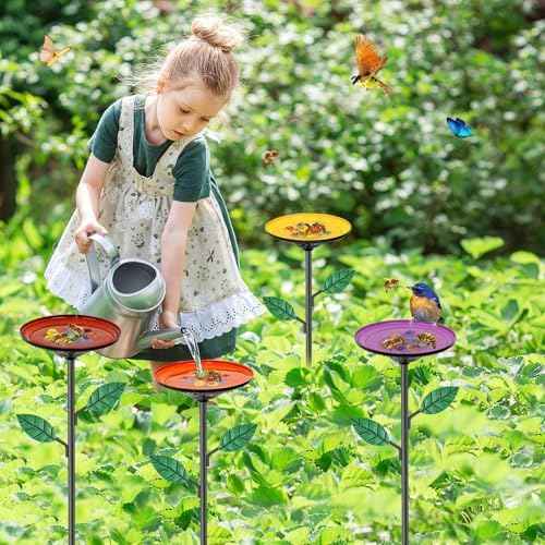 4 Pack Bee Watering Stations Metal Butterfly Bee Feeder for Yard Decor