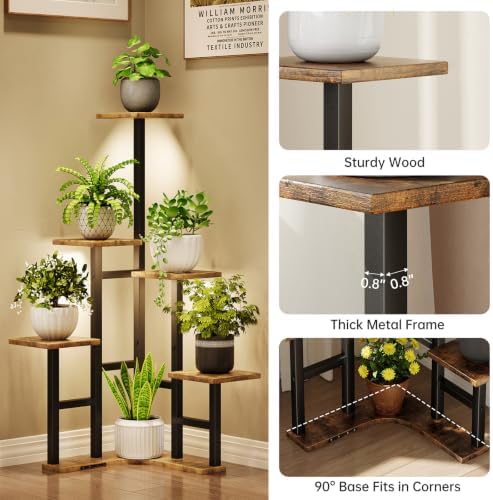 Corner Plant Stand Indoor with Grow Lights 6 Tiered Corner Plant Shelf