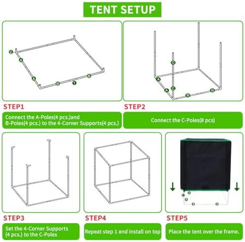 Small Grow Tent for Indoor Plant, 20"x14"x22" (Black(Open-Bottom))