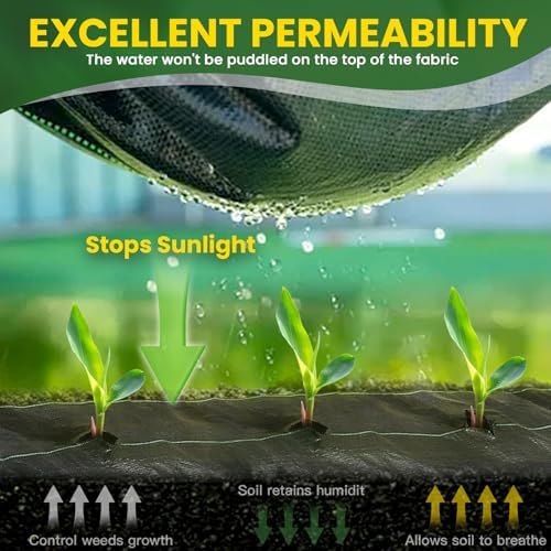 KAKO 3 x 100Ft Weed Barrier Fabric, Heavy Duty Weed Barrier Landscape