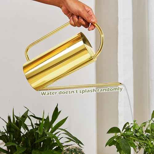 Watering Can Outdoor, 50 oz/1.5L Watering Can with Long Spout and Handle, Stainless Steel Garden Watering Pot for Outdoor and Indoor Plants