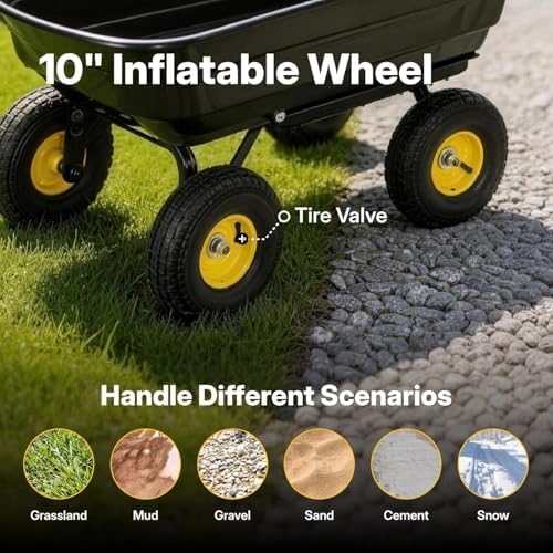 NORTHSKY Garden Dump Cart Wagon 600 Lbs,Heavy Duty Yard Wheelbarrow