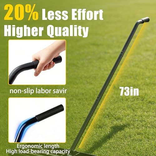 Lawn Leveling Rake, 30" x 10" Stainless Steel Head, Ergonomic Bent