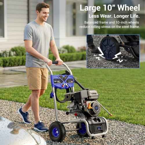 3500 PSI Gas Pressure Washer, 2.3 GPM with 212cc Engine, 4 Nozzles Set & 25 FT Hose for Driveways, House Siding, Patios, Fences, Vehicles & Outdoor Cleaning (Navy Blue)