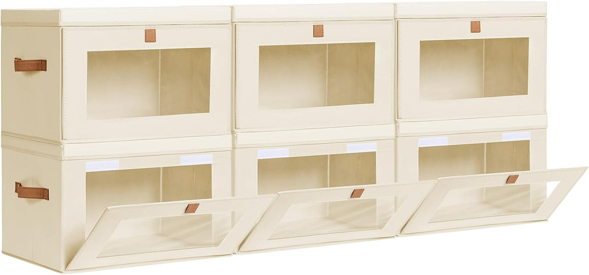 Storage Bins with Lids – Front Opening Storage Box with Clear Window & Handles - Field & Nook