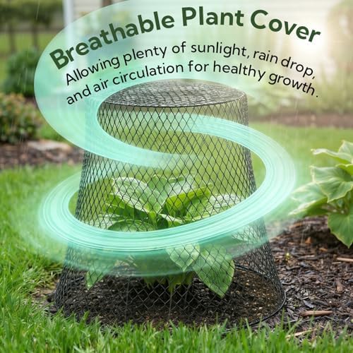 SOUJOY 10 Pcs 8"x8" Chicken Wire Plant Protect Covers, Metal Garden Cloche