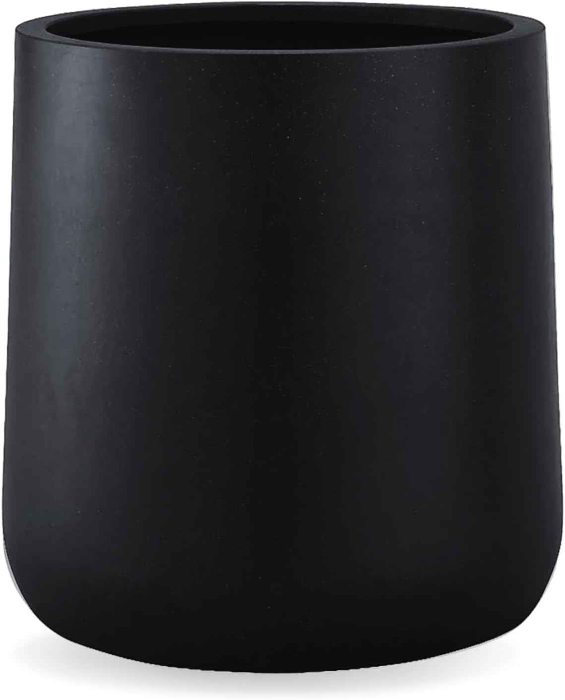 14" H x 13.7" D Conico Fiberstone Round Planter with Drainage Hole, Smooth Finishes, Weather Resistant for Indoor and Outdoor Use, Included 2 Extra Coco Mats (Black, 10.6" Pot Opening)