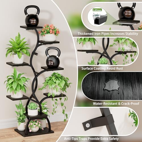 Plant Stand Indoor with Grow Light - 8 Tiered Corner Plant Shelf Indoor