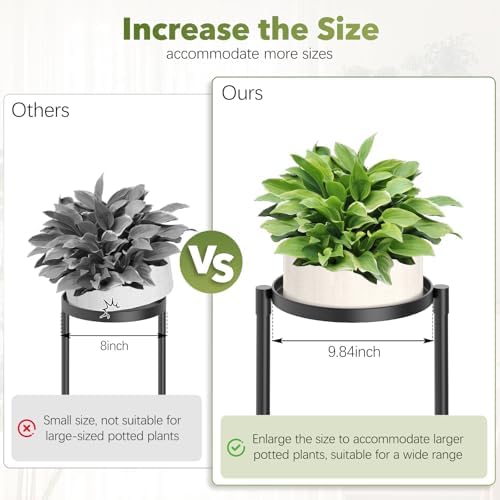 3 Tier Corner Plant Stand Indoor Outdoor, Metal, 10 Inch Wide Tray, Black