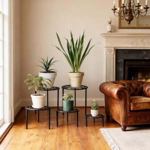 5-Pack Metal Plant Stands for Outdoor Indoor, Anti-Rust Iron Flower