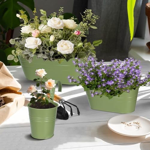 3 Different Size Metal Iron Hanging Flower Pots 10 Pcs for Outdoor