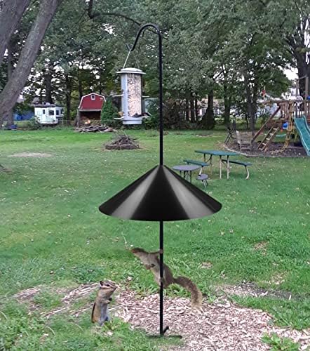19 Inch Wide Squirrel Baffle for Bird Feeder Pole, Outside Pole Mount Stopper & Bird House Guard for Outdoor Shepherd’s Hook, Black, 1 Pack