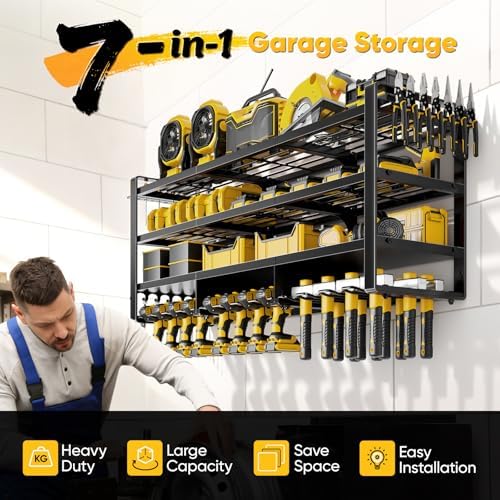 POKIPO 49" W Large Power Tool Organizer Wall Mount, 4 Layer Heavy Duty