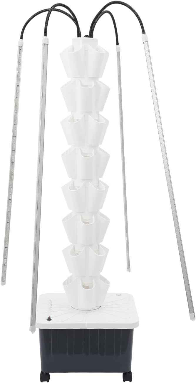 Hydroponics Growing System with LED Grow Lights, 40-Plants Indoor Vertical Hydroponic Tower, Vertical Garden Planter with Wheels, Hydroponic Germination Kit for Fruits, Vegetables, Herbs