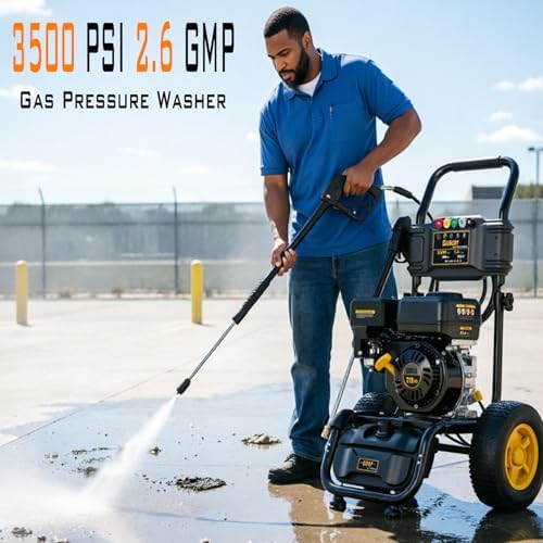 3500 PSI Gas Pressure Washer, 2.6 GPM Commercial Heavy Duty Power