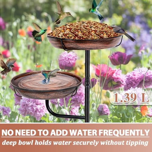 ZMCYNG Metal Bird Bath for Outside, 41in Standing Bird Bath Feeder Bowl