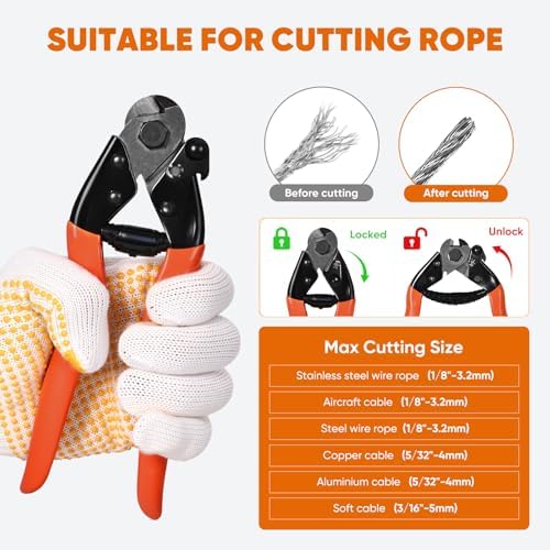 100FT 1/8" Stainless Steel Cable with Cable Cutter, 1760 lbs Breaking