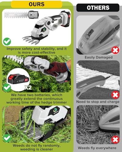 Cordless Hedge Trimmer,Cordless Grass Shears,2-in-1 Bush