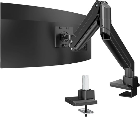 Heavy Duty Monitor Arm for Ultrawide Screens up to 49 inch and 39.6lbs, Premium Aluminum Single Desk Mount Stand with Gas Spring, VESA 75x75/100x100 - Field & Nook