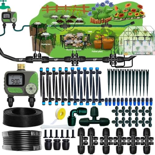 Drip Irrigation System with Water Timer for Garden,Main ID 1/2inch