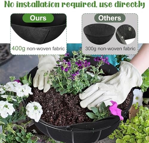 Adnee 4 Pcs 16 Inch Fabric Planter Basket Liner-Felt Flower Pot