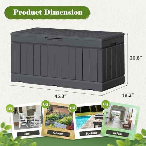 Flamaker Outdoor Storage Box 80 Gallon Resin Waterproof Deck Box