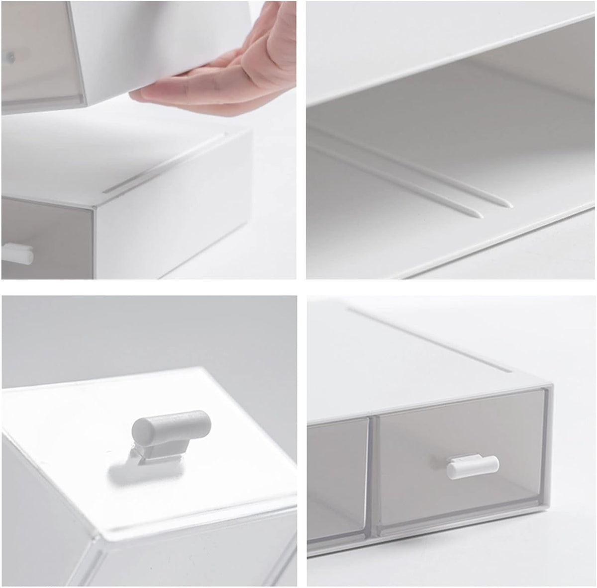 Desk Organizer-3 Tier Stackable Storage Drawers with 6 Compartments White Compact Desk Storage Drawers Great for Makeup Storage Bathroom Organization Accessories Etc (White) - Field & Nook