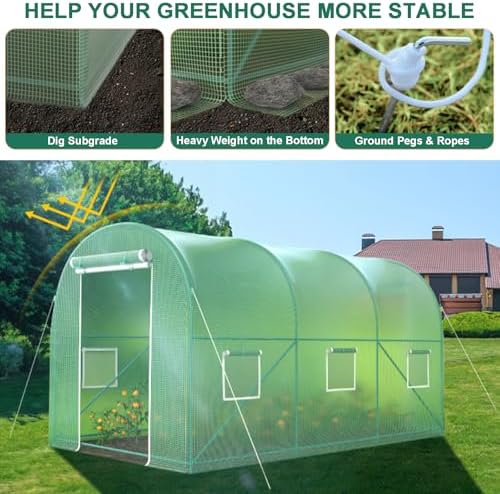 Walk-in Greenhouse, 10x7x7 FT Heavy Duty Tunnel Green House for