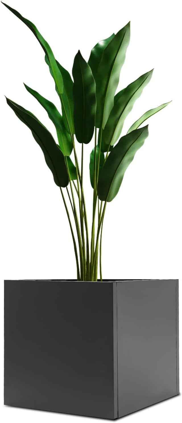 24" L x24 W x24 H Metal Flower Boxes Planter Boxes Outdoor Raised Garden Bed Indoor Outdoor Planting Bed Black Square Planter Box for Patios Lawn Yard Decor Storage