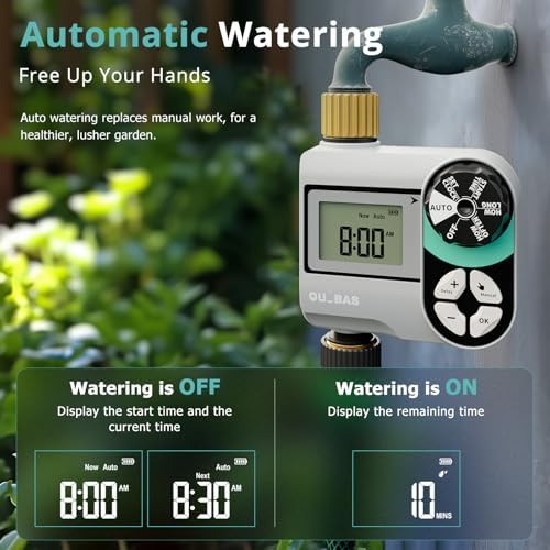 QUOBAS Brass Sprinkler Timer, Programmable Water Hose Timer for Garden Hose