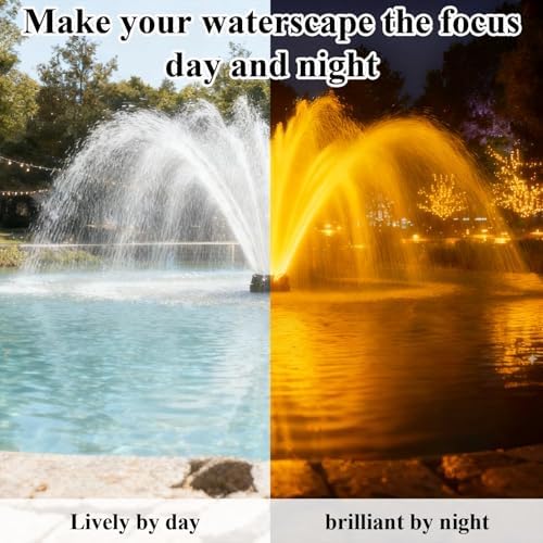 Pond Fountain Aerator with Lights, 1 HP with Dynamic RGB Lighting