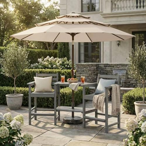 Kingdura 9ft 3-Tier Patio Umbrella, Outdoor Table Umbrella with Easy