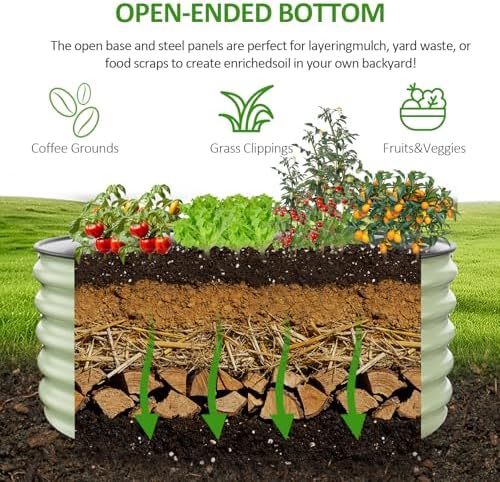 Gruper Galvanized Raised Garden Bed, 3.5ft x 17'' Tall Round Metal Planter Raised Garden Boxes Outdoor for Vegetable Fruits Flower Herb, Anti-Rust and Sturdy & Easy-Setup