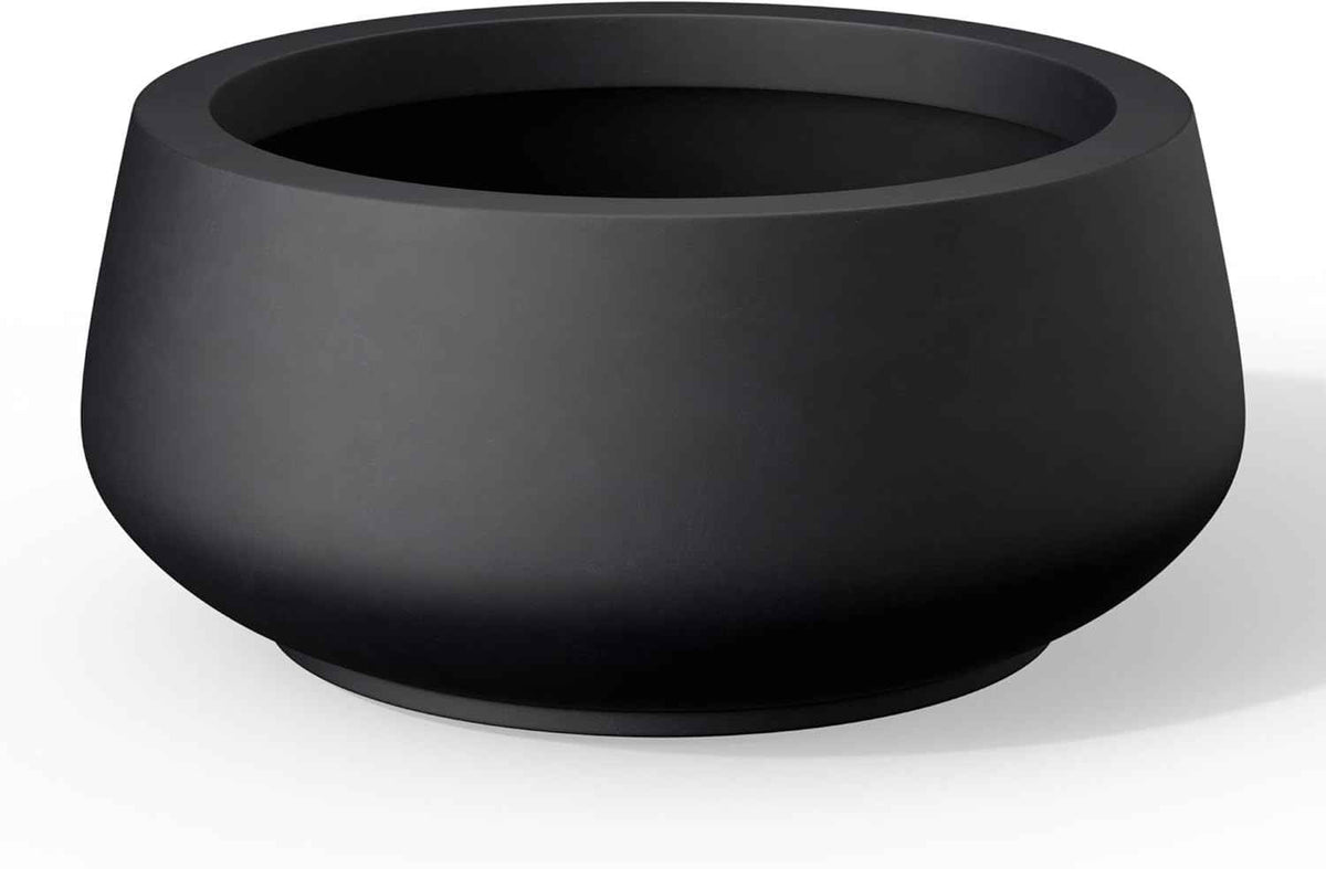 Kante 16.9" Dia Round Concrete Bonsai Planters, Outdoor Indoor Garden Plant Pot with Drainage Hole for Home, Patio, Garden, Black