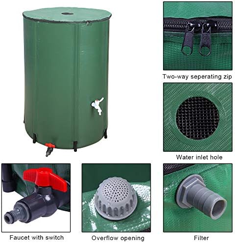 100 Gallon Collapsible Rain Barrel Portable Water Storage Container Water Collector Tank with Spigot Filter Rainwater Collection System Downspout (100 Gallon)