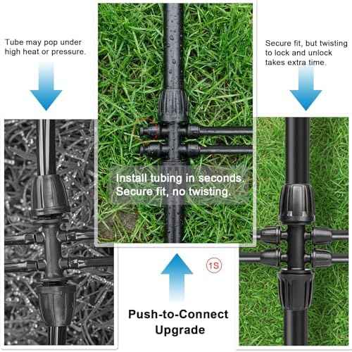 Quick Connect 1/2 to 1/4 Drip Irrigation Fittings, Upgraded 6-Way Drip Irrigation Parts 1/2 Inch Irrigation Tubing Anti-Leak Barbed Tee Connectors with 8 End Plugs, 8Pack (0.6-0.67" OD)