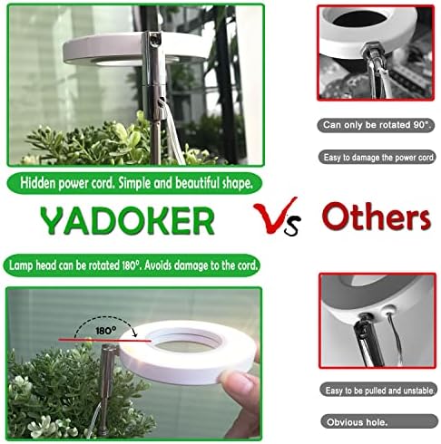 Plant Grow Light,yadoker LED Growing Light Full Spectrum for Indoor Plants,Height Adjustable, Automatic Timer, 5V Low Safe Voltage