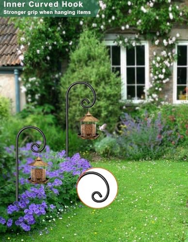 Koutemie 76 Inch Shepherds Hooks for Outdoor Hanging Plant, 2 Pcs