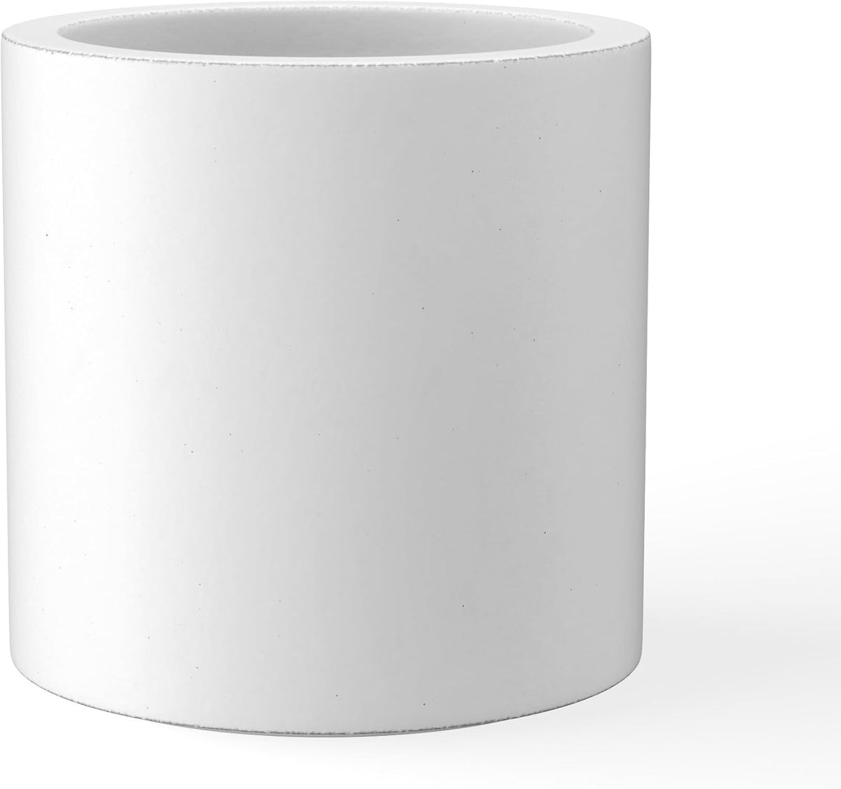 Kante 9.8" Dia Round Concrete Planter, Modern Style Large Cylindrical Plant Pot with Drainage Hole and Rubber Plug for Indoor Outdoor Patio, Pure White